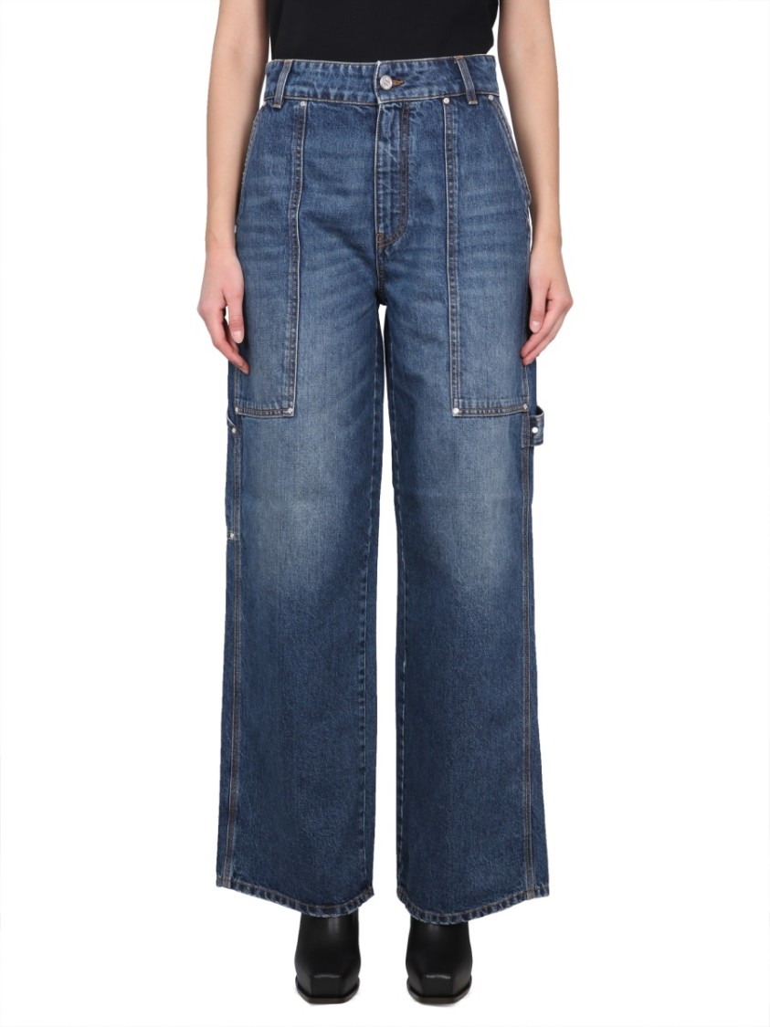 Stella McCartney High-Waisted Utility Wide-Leg Jeans Blauw