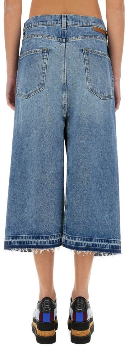 Stella McCartney Denim Skirt With Contrasting Panel Blauw
