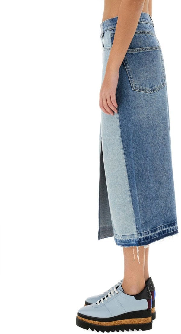 Stella McCartney Denim Skirt With Contrasting Panel Blauw