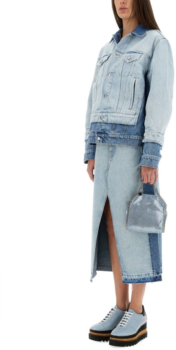 Stella McCartney Denim Skirt With Contrasting Panel Blauw