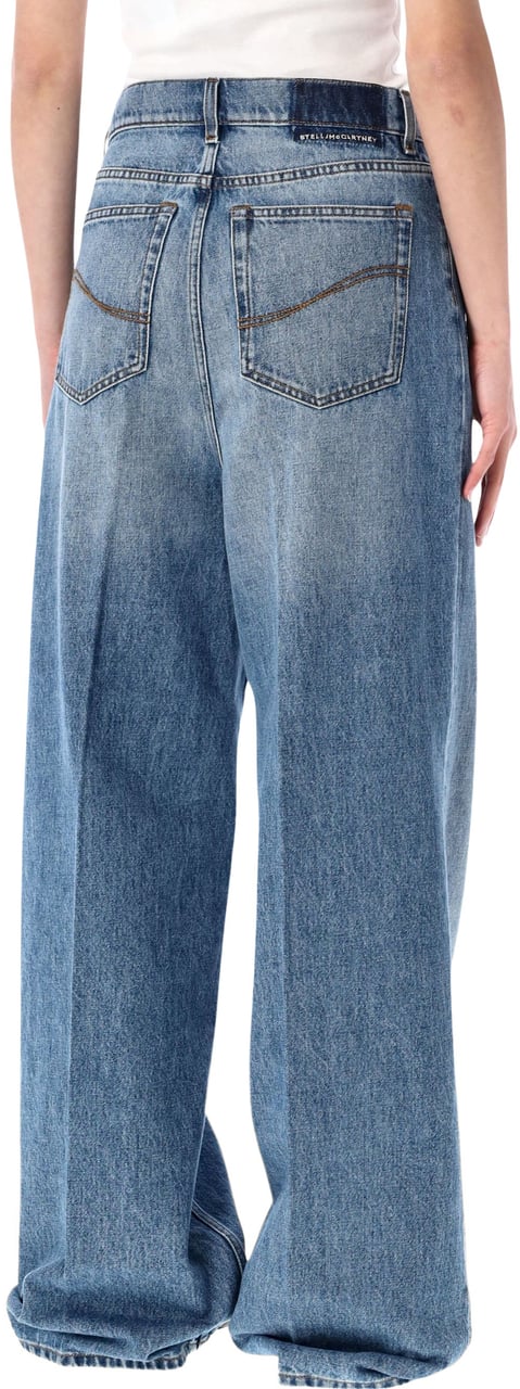 Stella McCartney Iconic Blue Wide Leg Jeans Iconic Mid Vintage Blue Blauw