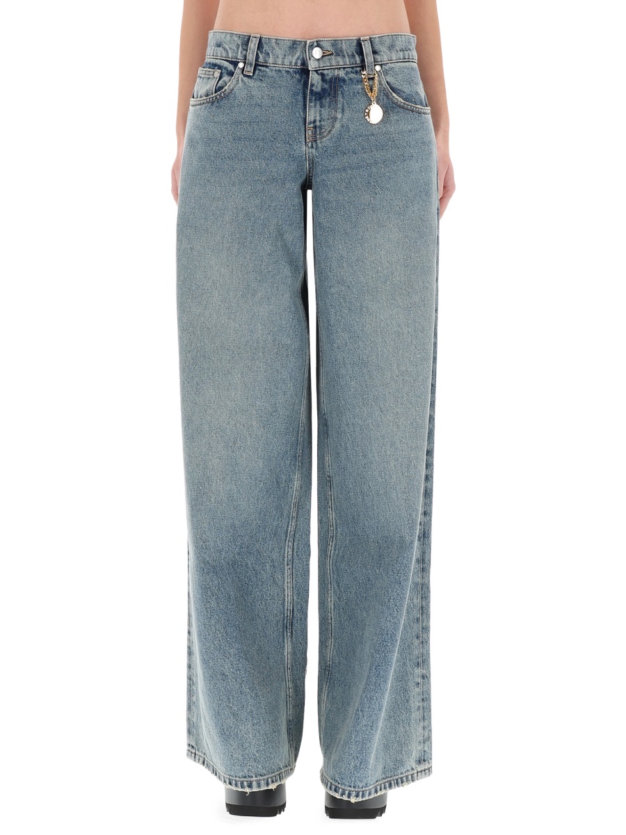 Stella McCartney Vintage Délavé Cotton Wide-Leg Jeans Grijs