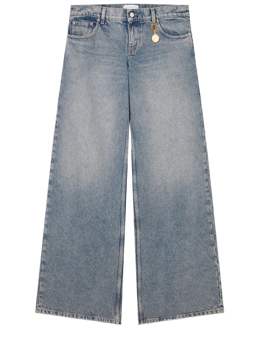 Stella McCartney Vintage Délavé Cotton Wide-Leg Jeans Grijs