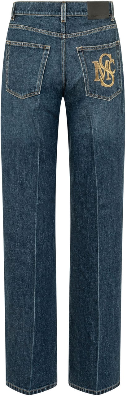 Stella McCartney Jeans a Gamba Ampia con Ricamo Blauw