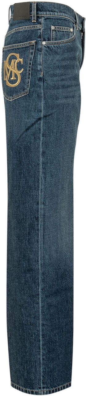Stella McCartney Jeans a Gamba Ampia con Ricamo Blauw