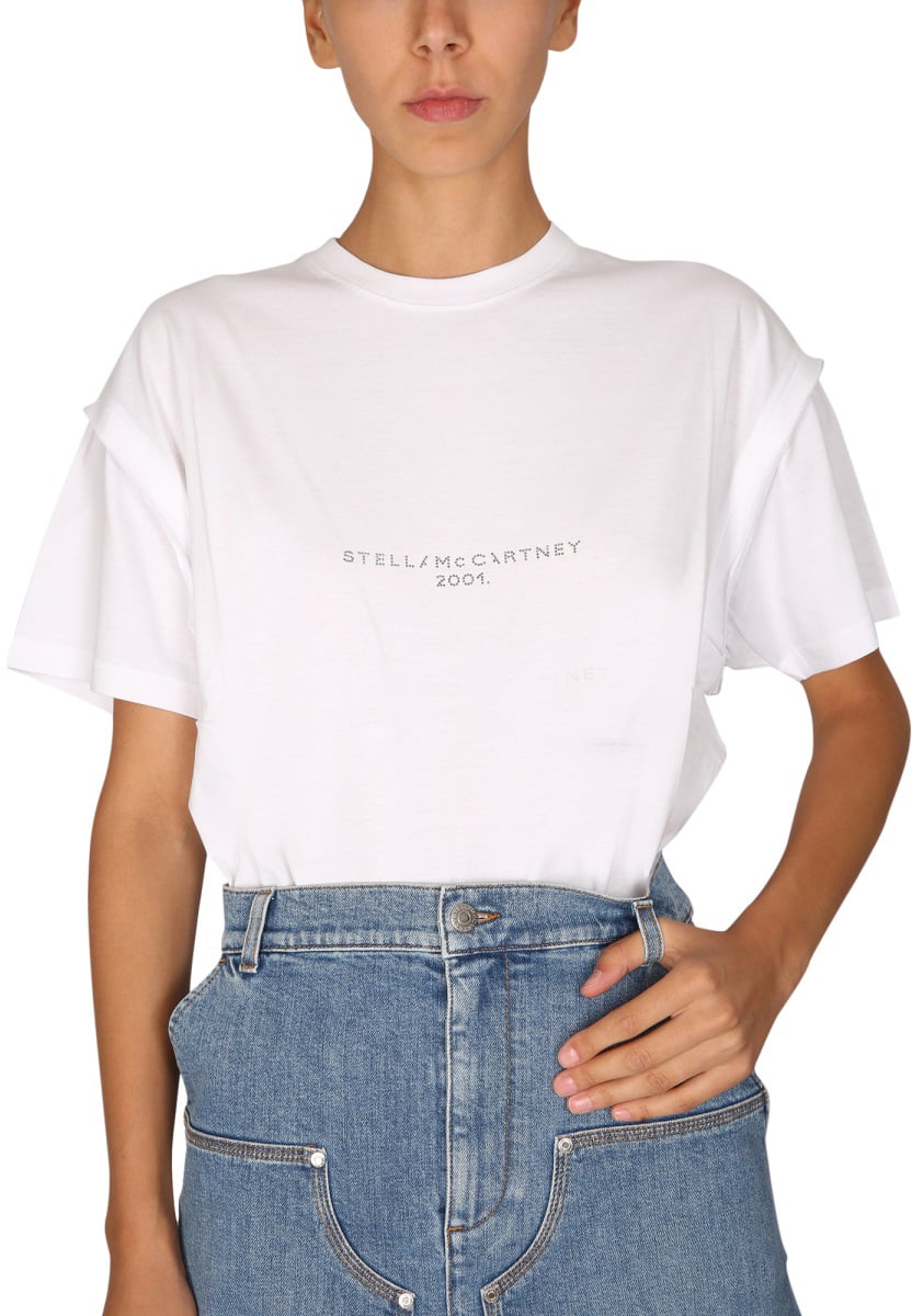 Stella McCartney Crystal Logo T-Shirt Blauw
