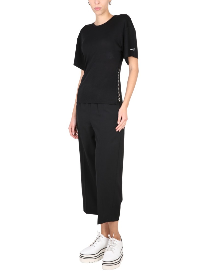 Stella McCartney Crew-Neck T-Shirt With Chain Detail Zwart