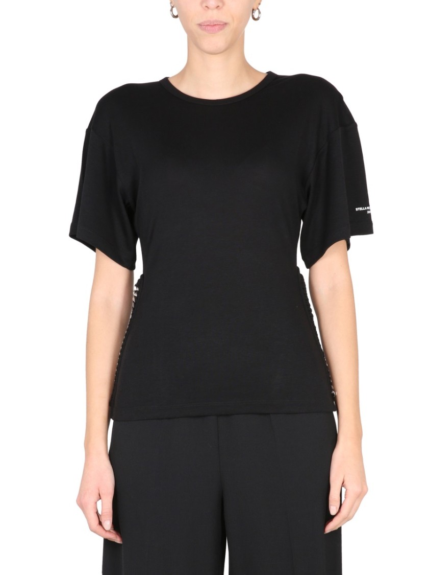 Stella McCartney Crew-Neck T-Shirt With Chain Detail Zwart