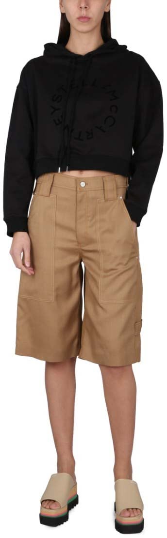 Stella McCartney Cropped Sweatshirt With Logo Zwart