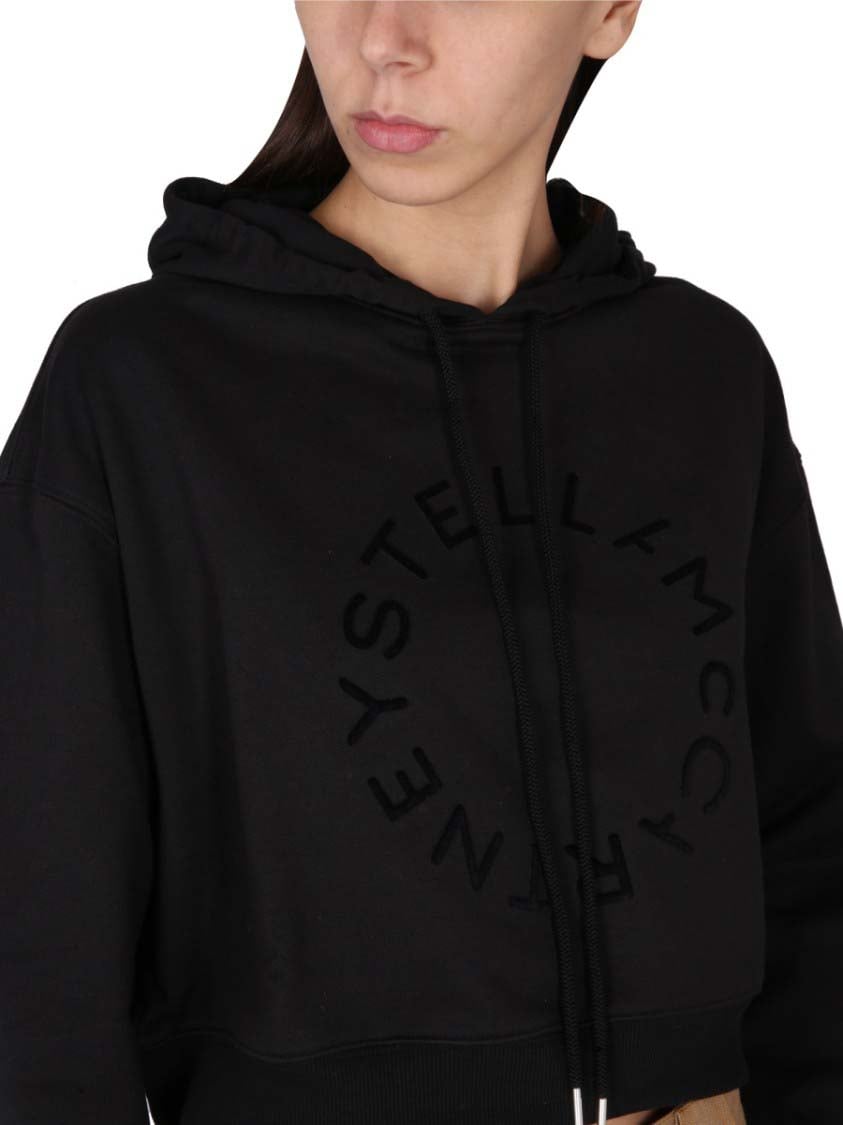 Stella McCartney Cropped Sweatshirt With Logo Zwart
