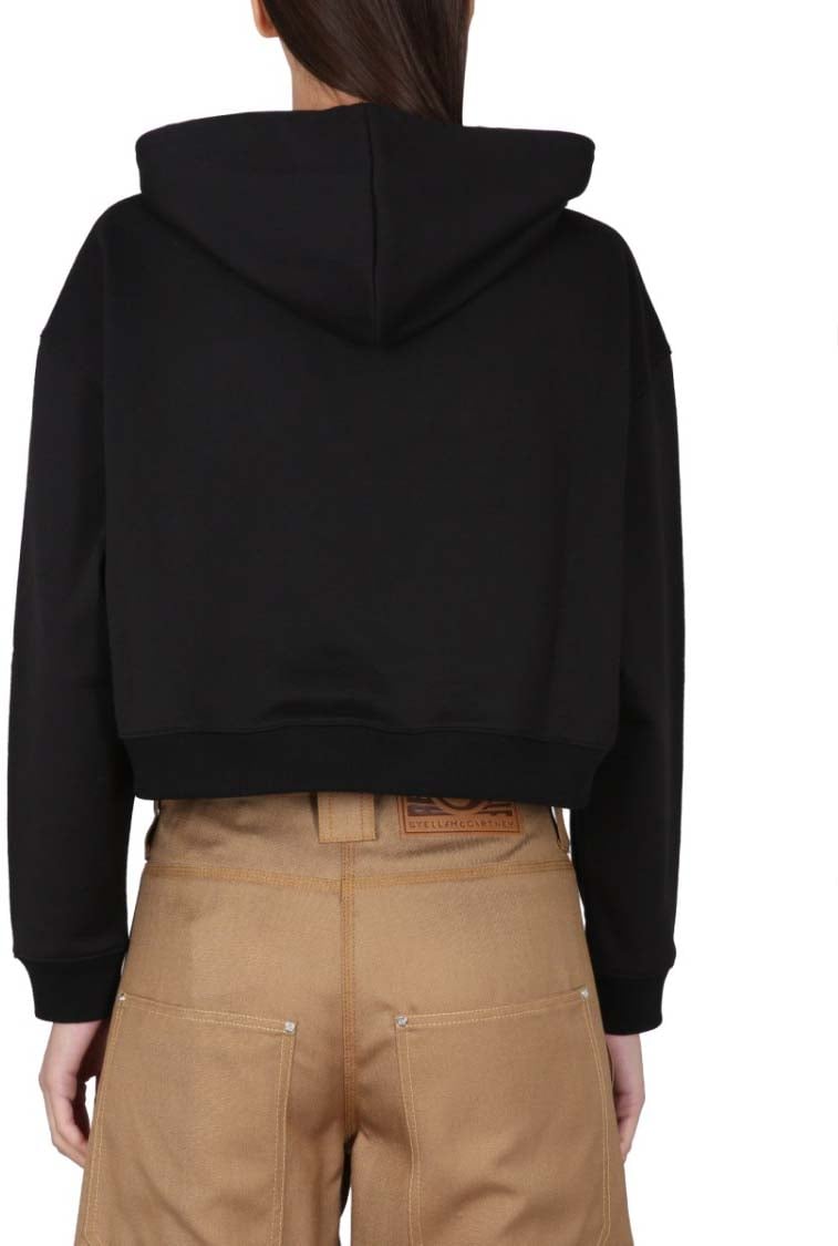 Stella McCartney Cropped Sweatshirt With Logo Zwart