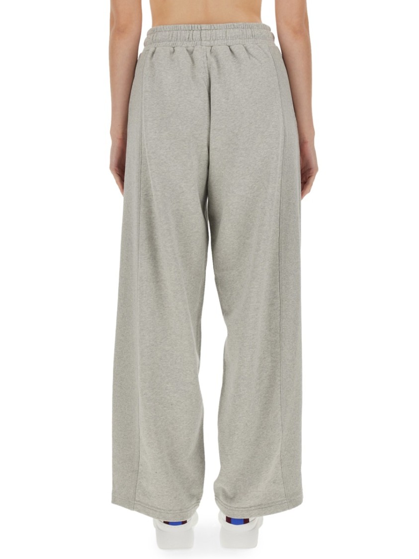 Stella McCartney Wide Leg Cotton Jogging Pants With Subtle Logo Grijs