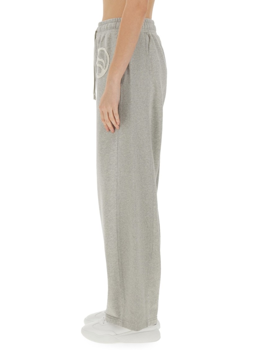 Stella McCartney Wide Leg Cotton Jogging Pants With Subtle Logo Grijs