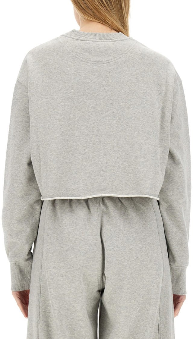 Stella McCartney Cropped Grey Sweatshirt With Subtle Logo Grijs