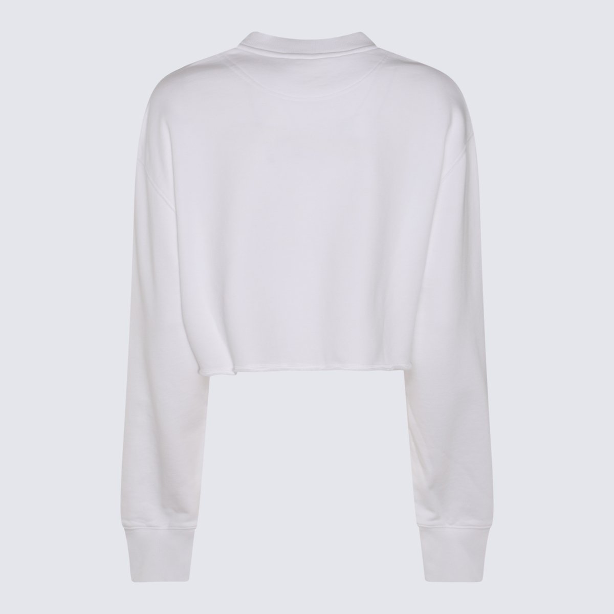 Stella McCartney Cropped White Sweater With Relaxed Fit And Embossed Logo Wit