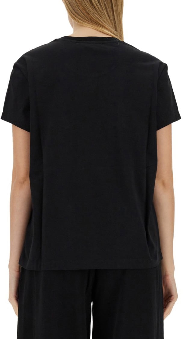 Stella McCartney Oversized Black T-Shirt With Subtle Logo Detail Zwart