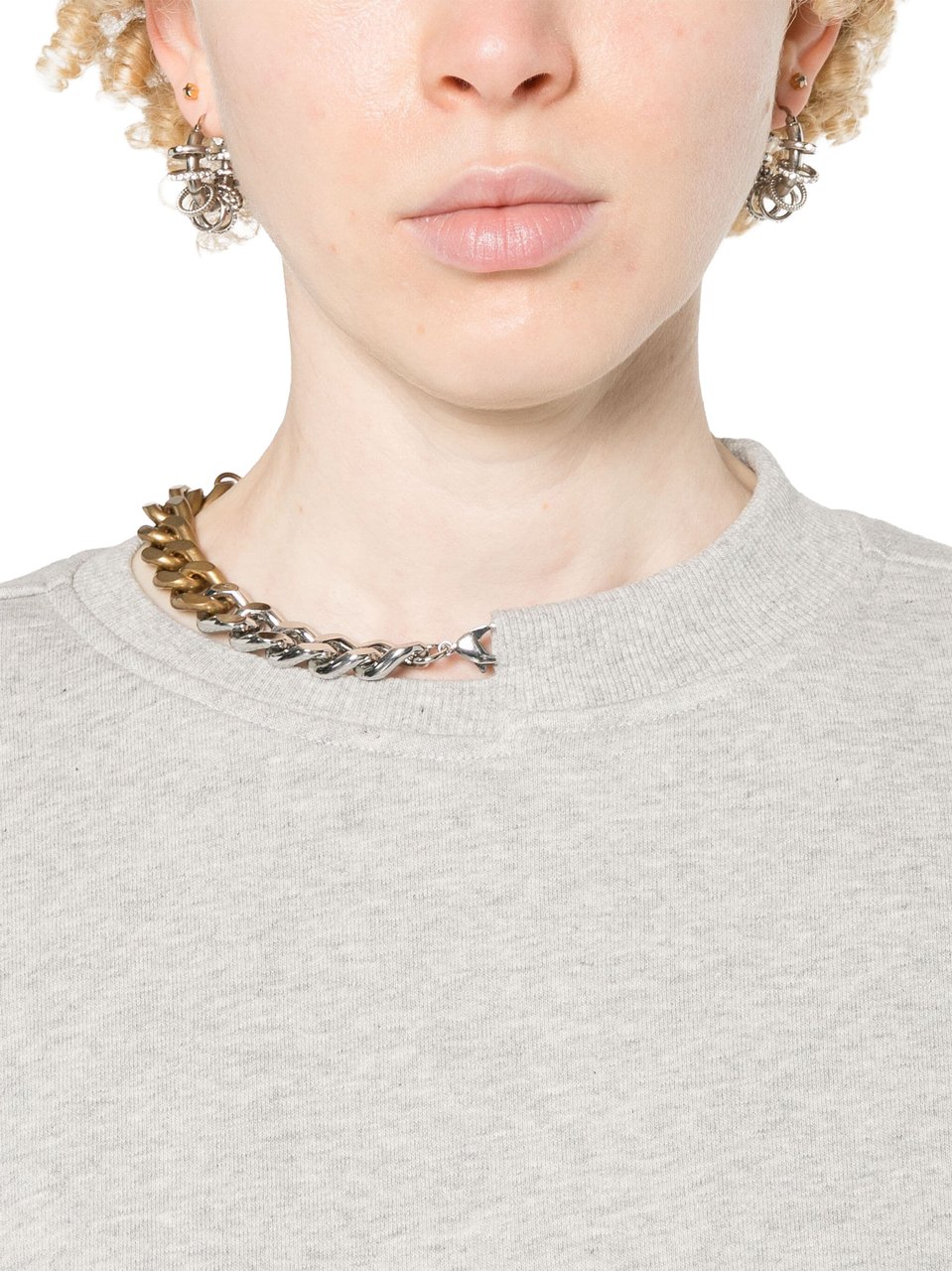 Stella McCartney Black Sweatshirt Oversized Chain Cotton Sweatshirt Wit