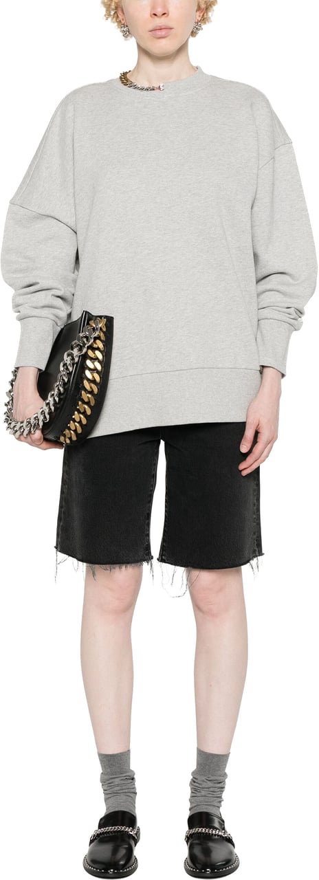 Stella McCartney Black Sweatshirt Oversized Chain Cotton Sweatshirt Wit