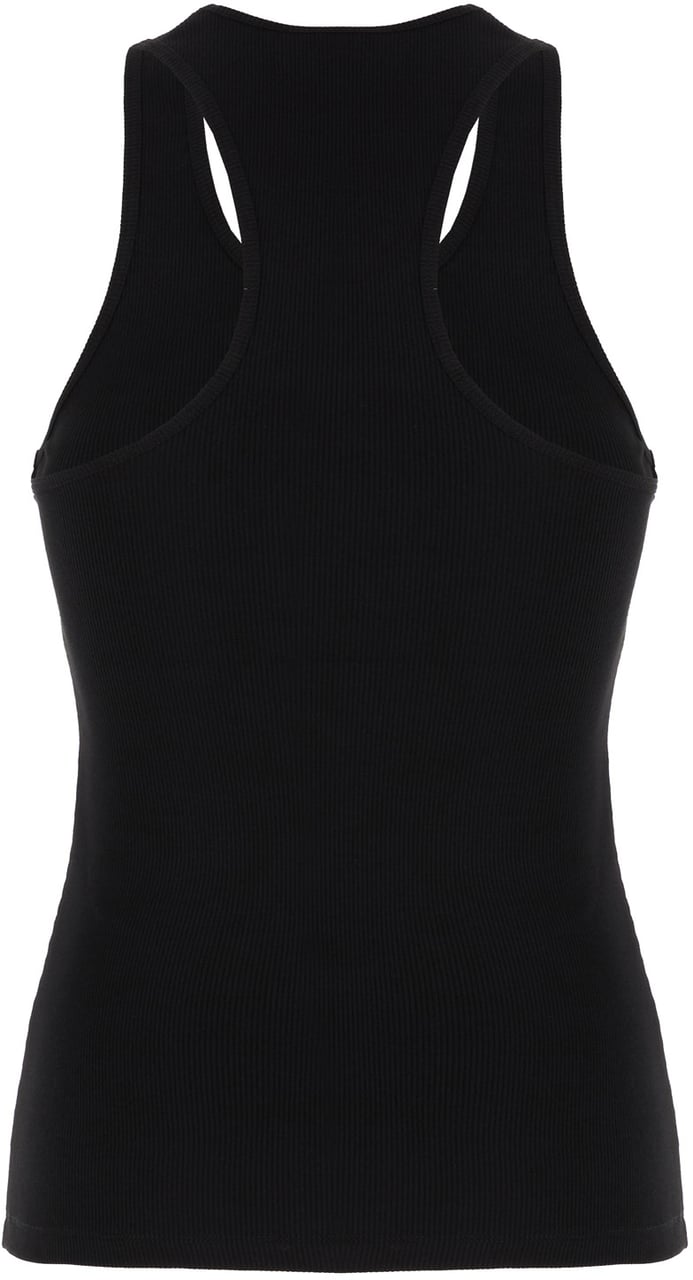 Stella McCartney Stella Mccartney Black stretch cotton top Zwart