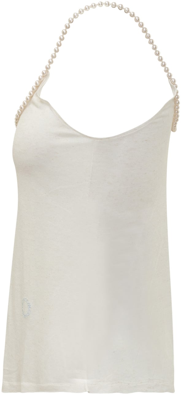 Stella McCartney Top Con Spalline Di Perle Wit