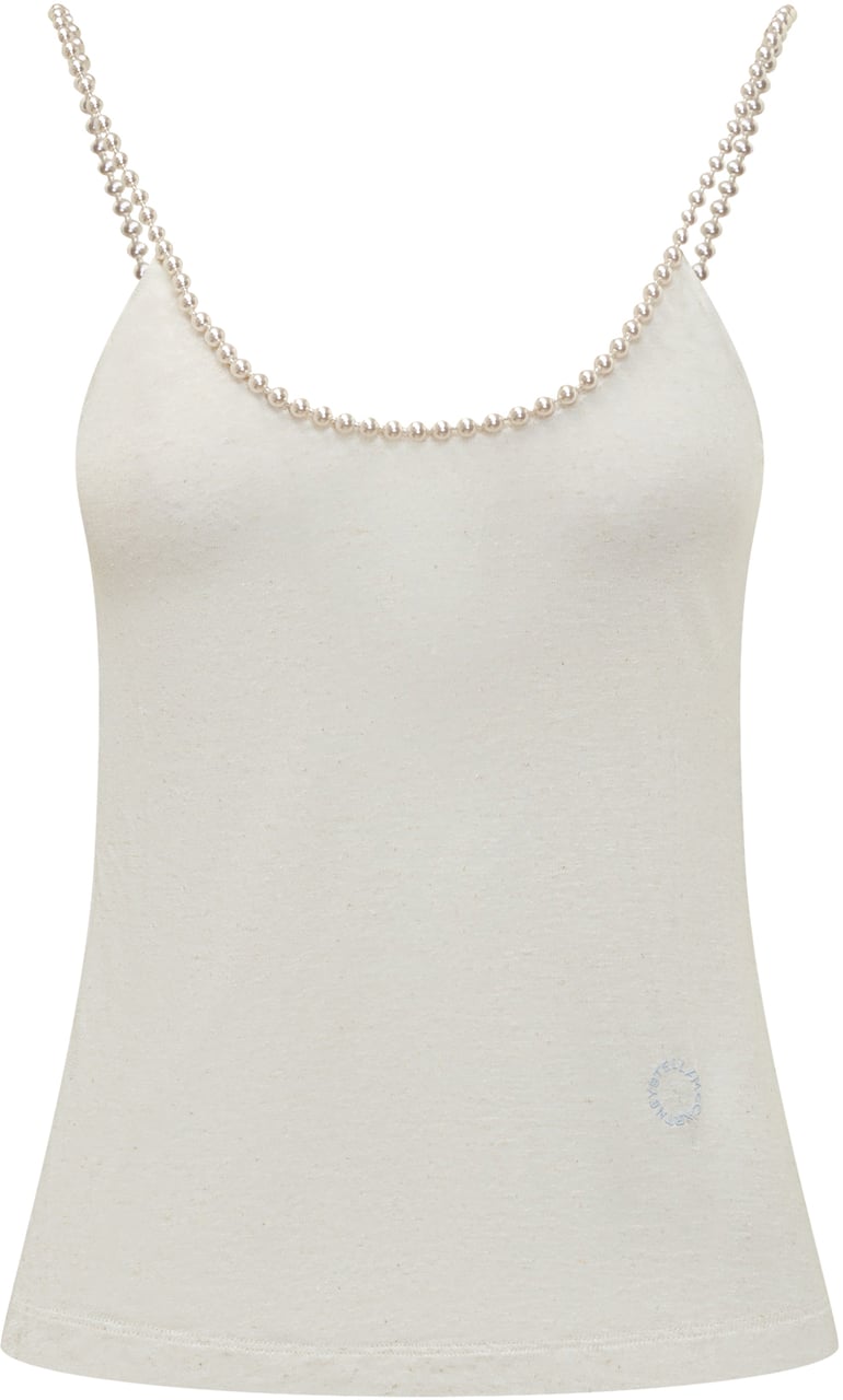 Stella McCartney Top Con Spalline Di Perle Wit