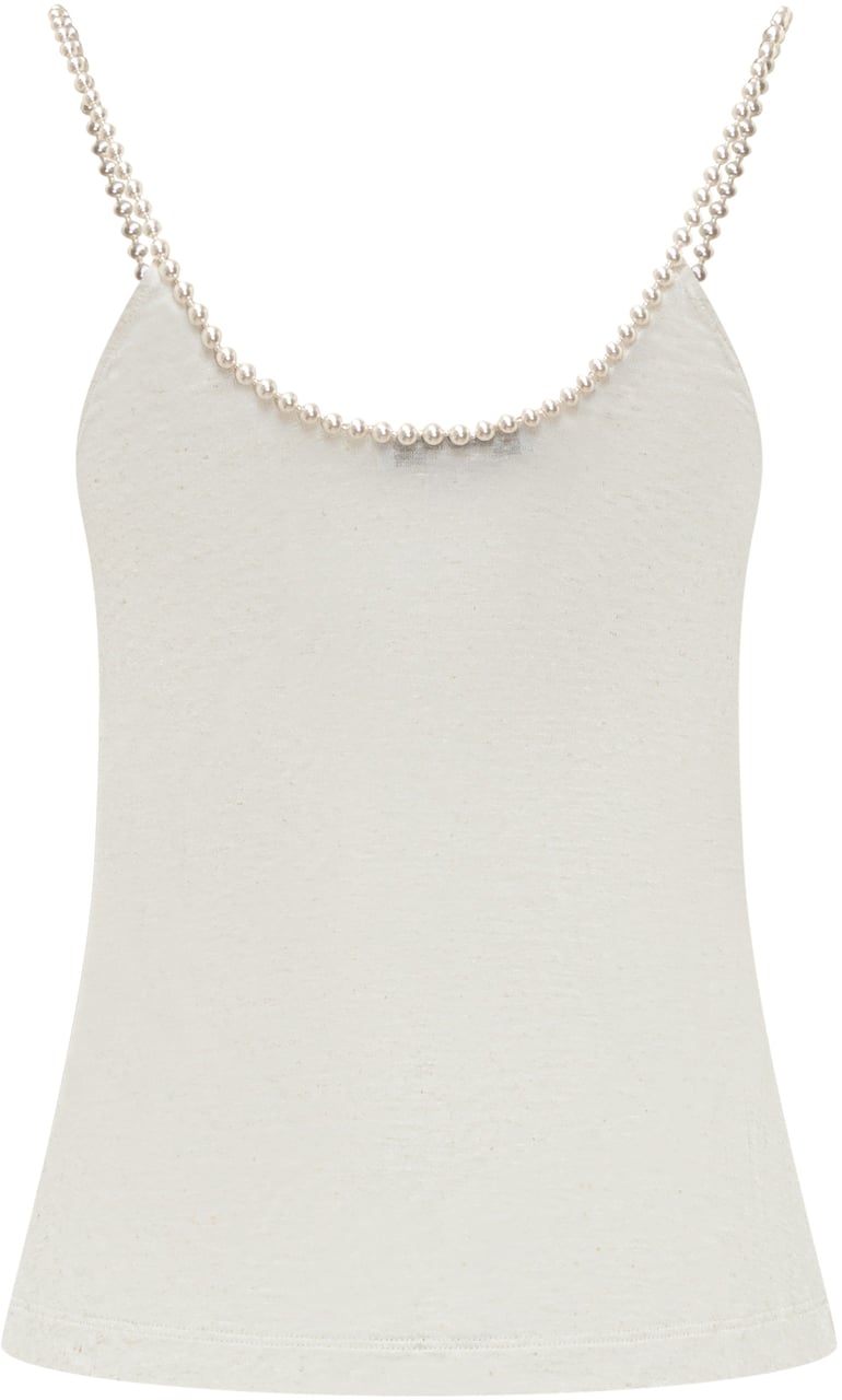 Stella McCartney Top Con Spalline Di Perle Wit