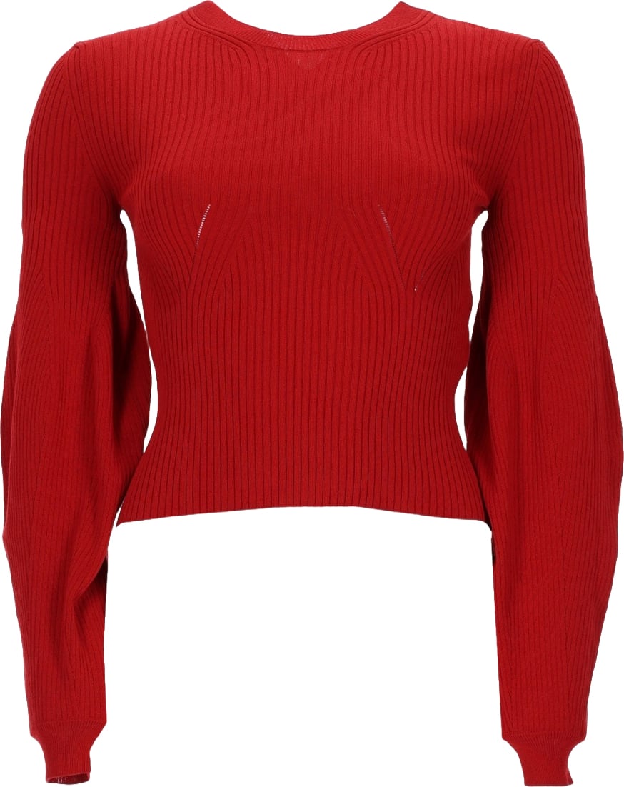 Stella McCartney Red Viscose-Blend Puff Sleeve Top Rood