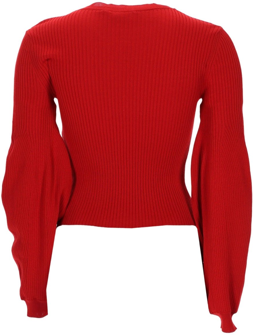 Stella McCartney Red Viscose-Blend Puff Sleeve Top Rood