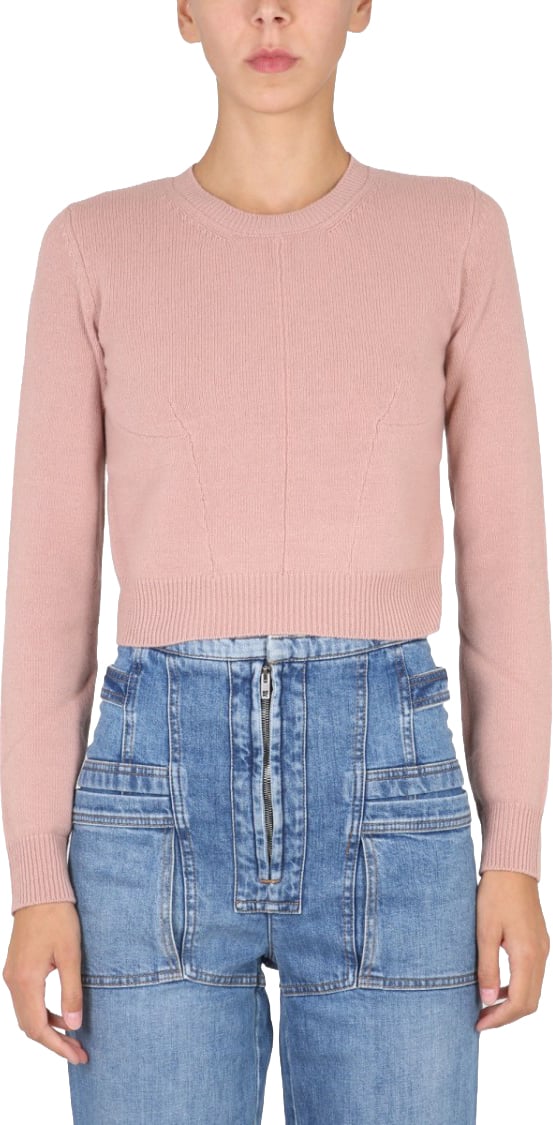 Stella McCartney Cropped Wool Jersey Sweater Roze