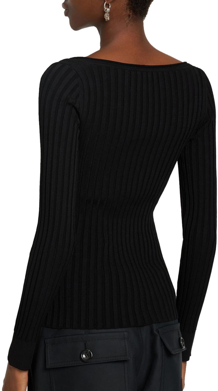 Stella McCartney Fitted black ribbed shirt Zwart