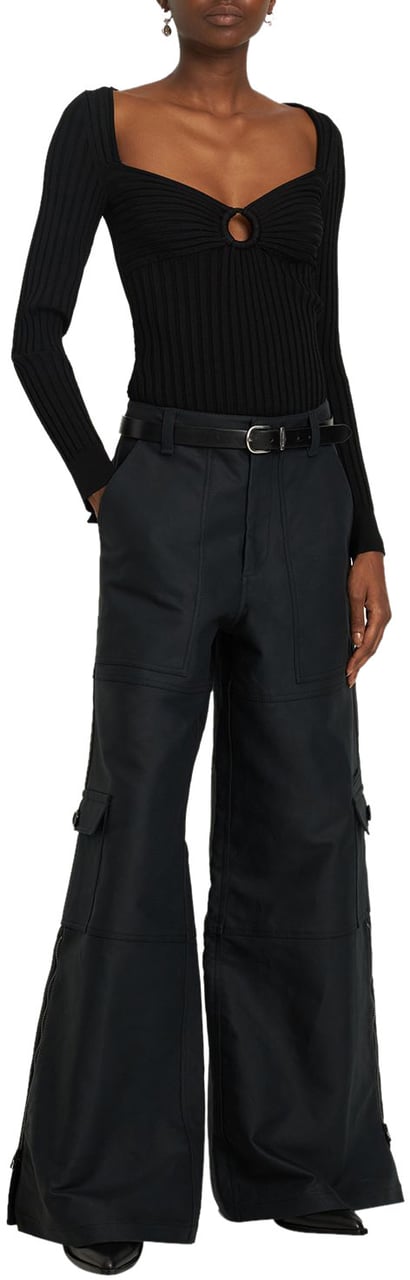 Stella McCartney Fitted black ribbed shirt Zwart