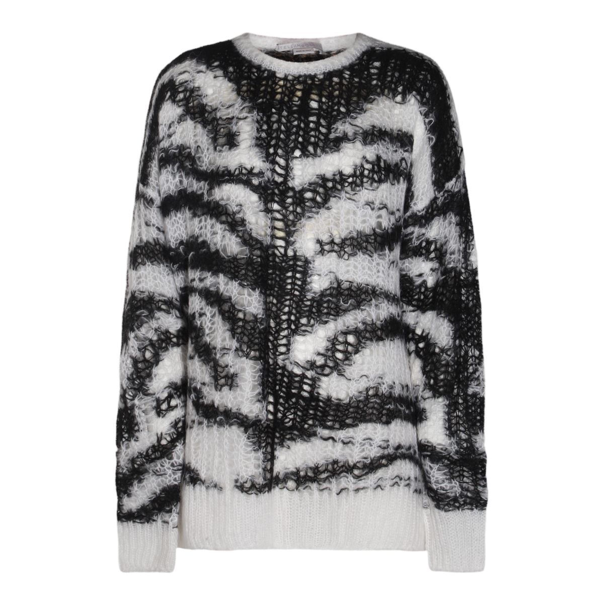 Stella McCartney Open-Knit Sweater With Bold Abstract Pattern Grijs