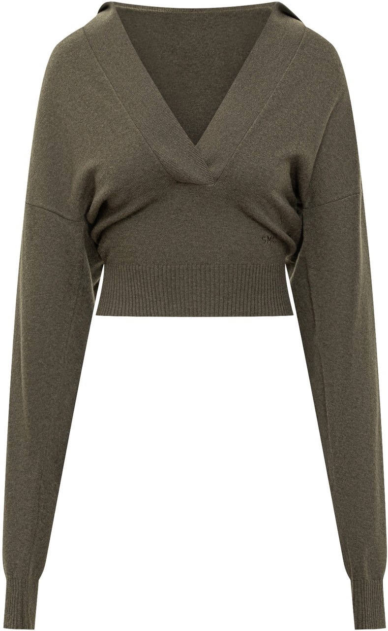 Stella McCartney Stella McCartney Pullover Verde Corto con Scollo a V Groen