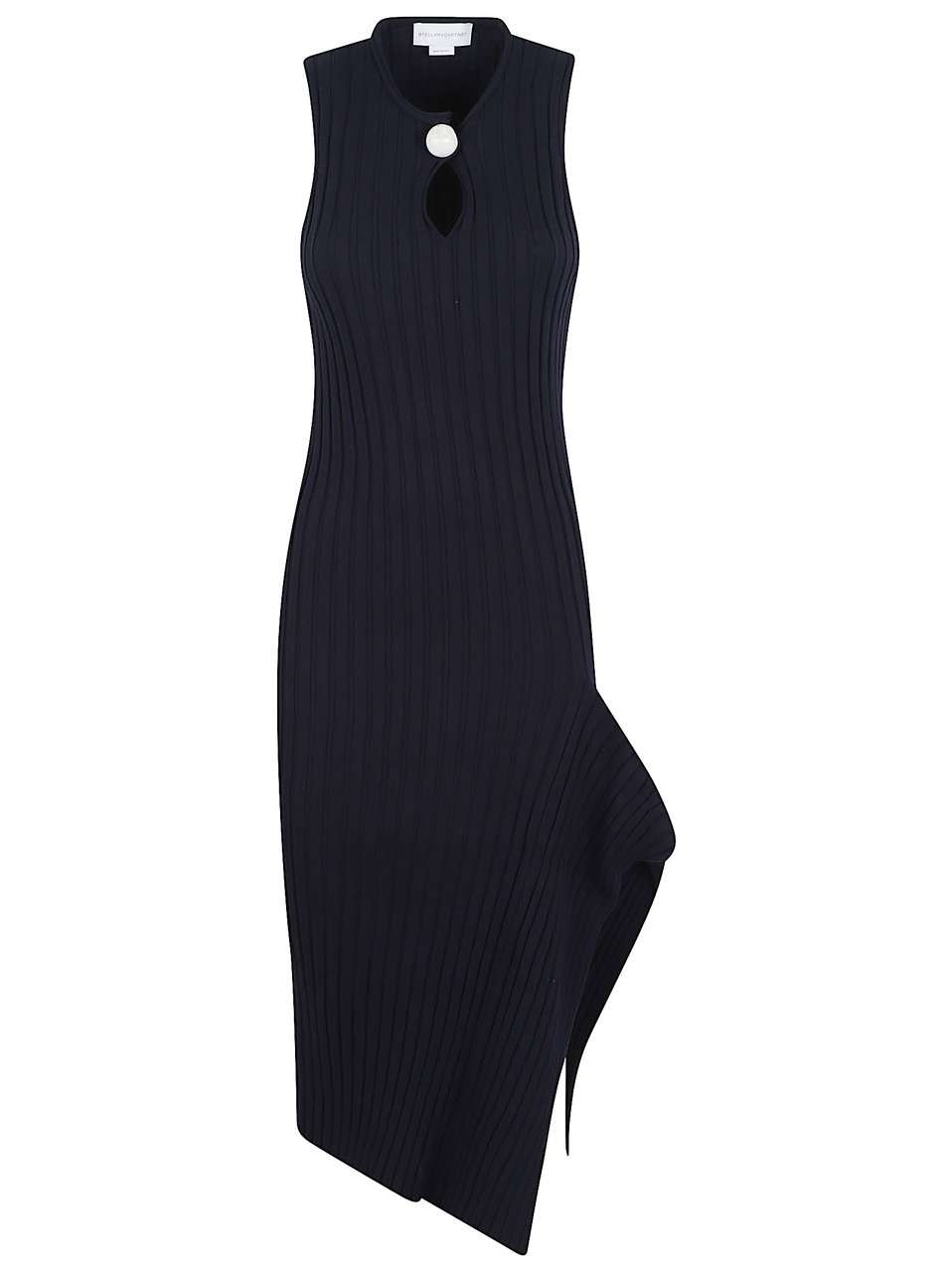 Stella McCartney Sculptural Calf-Length Dress in Organic Cotton Blend Zwart
