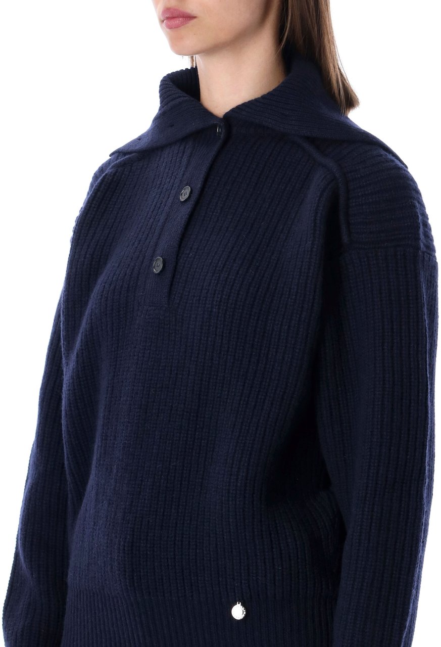Stella McCartney Recycled Cashmere Rib Turtle Neck Jumper Blu Navy