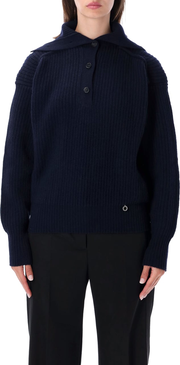 Stella McCartney Recycled Cashmere Rib Turtle Neck Jumper Blu Navy