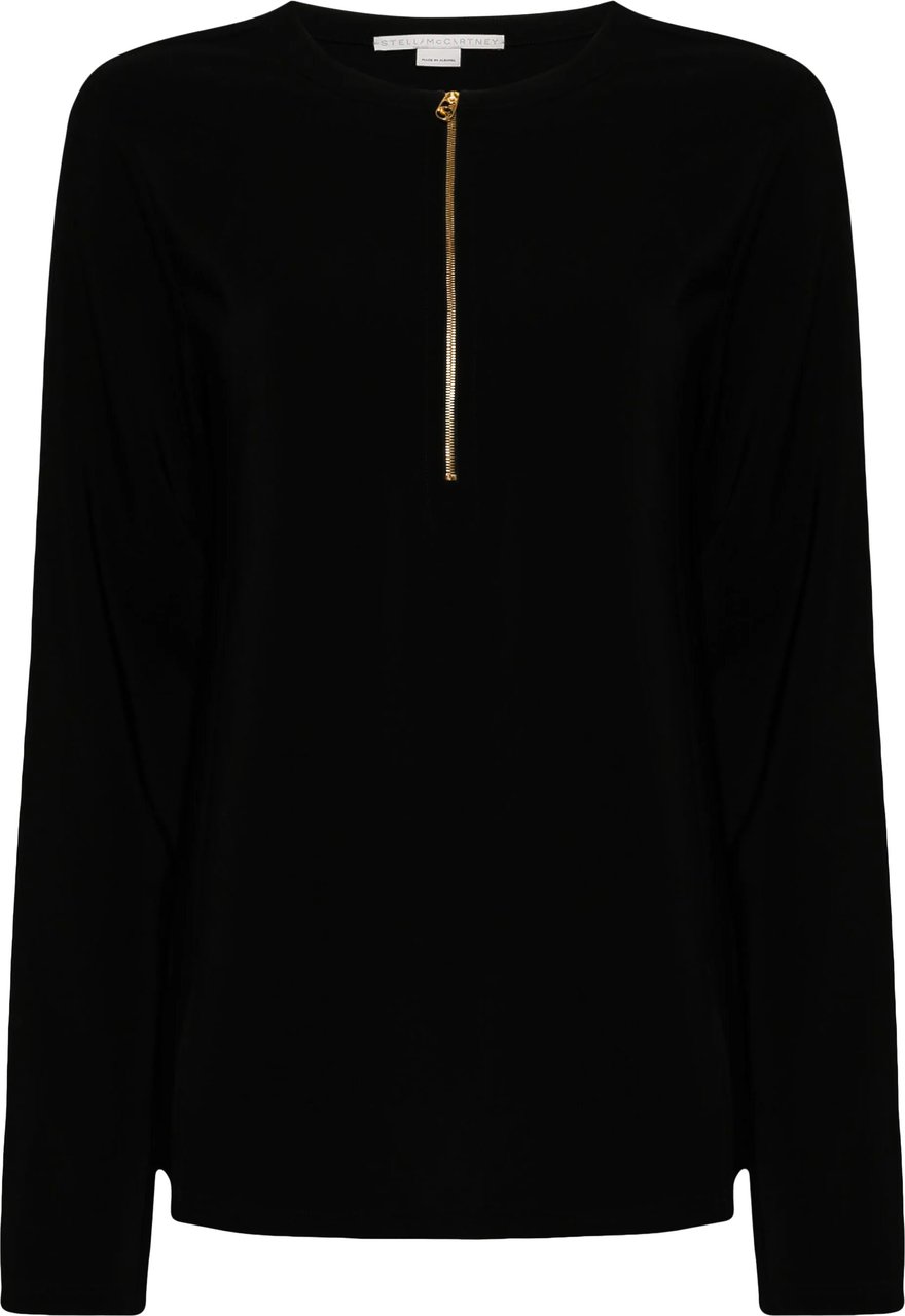Stella McCartney Black Iconic Zip Detailed Viscose Top Zwart