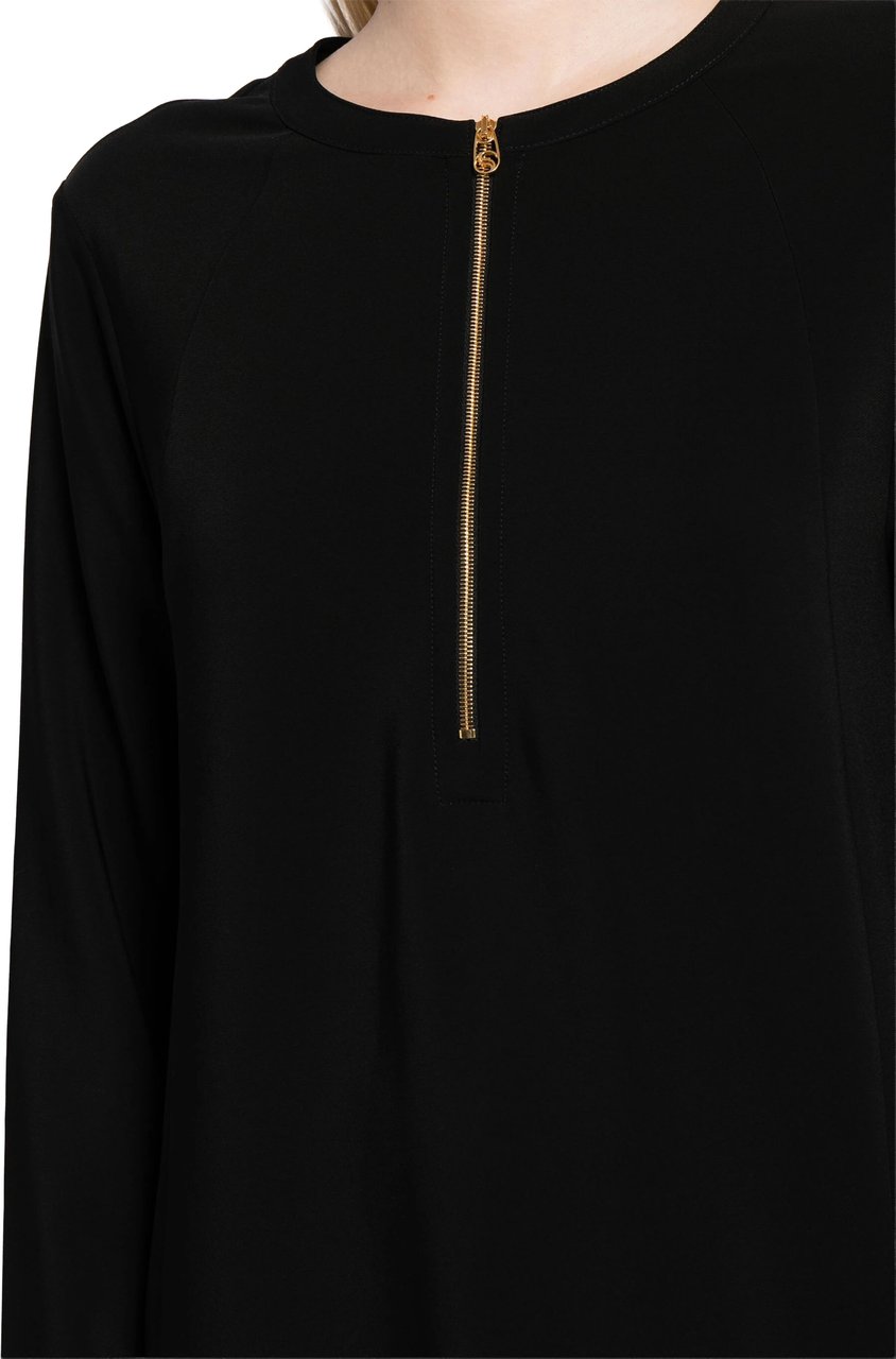 Stella McCartney Black Iconic Zip Detailed Viscose Top Zwart