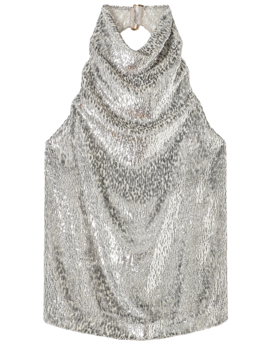 Stella McCartney Fil Coupe Shimmering Animal Print Silk Tank Top Grijs