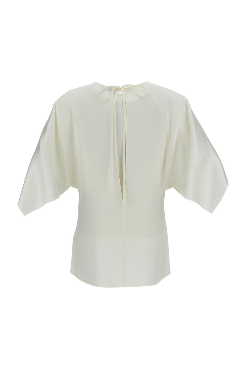 Stella McCartney Cream Handkerchief Satin Batwing Top Neutraal