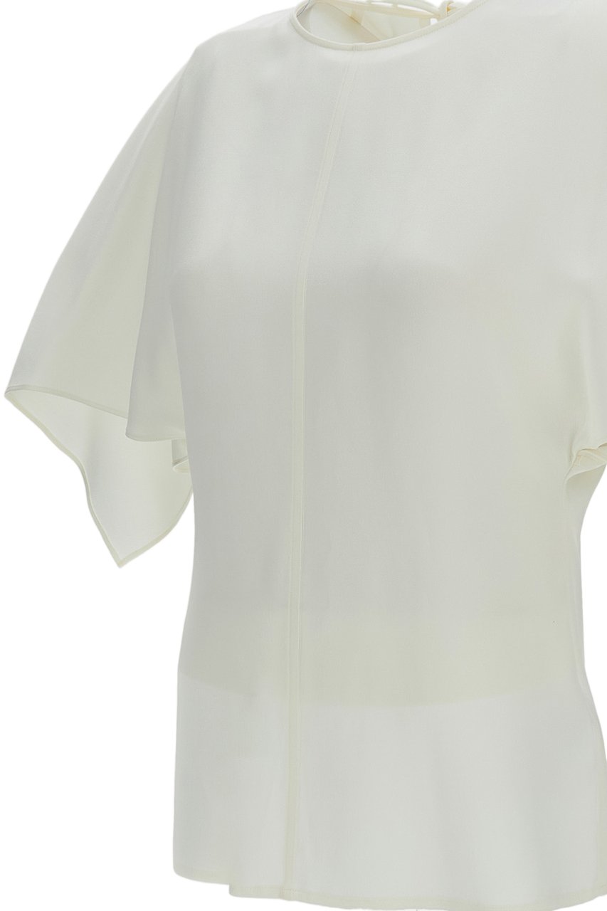 Stella McCartney Cream Handkerchief Satin Batwing Top Neutraal
