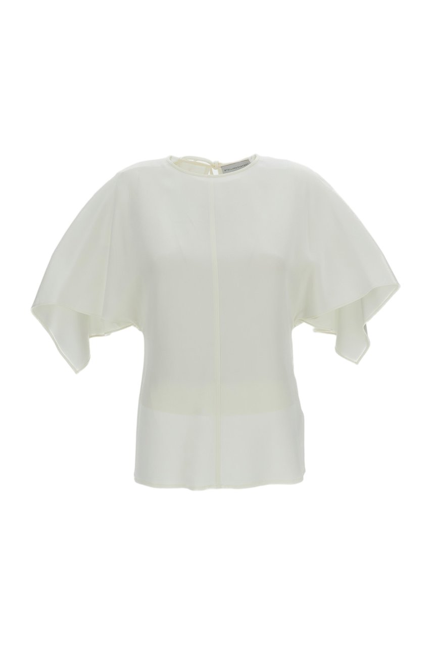 Stella McCartney Cream Handkerchief Satin Batwing Top Neutraal