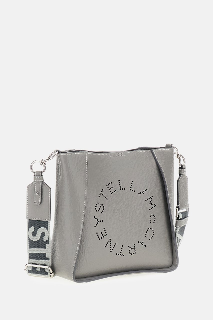 Stella McCartney Grainy Alter Mat Crossbody Bag with Embossed Logo Grijs