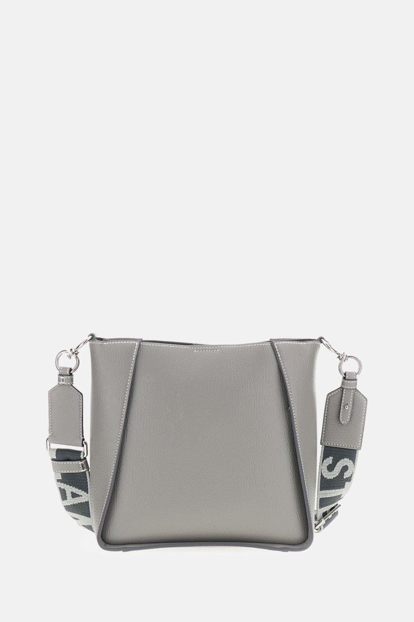 Stella McCartney Grainy Alter Mat Crossbody Bag with Embossed Logo Grijs