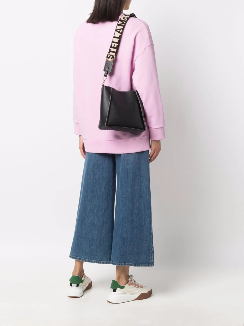 Stella McCartney Black Polyamide Perforated Logo Tote Bag Zwart