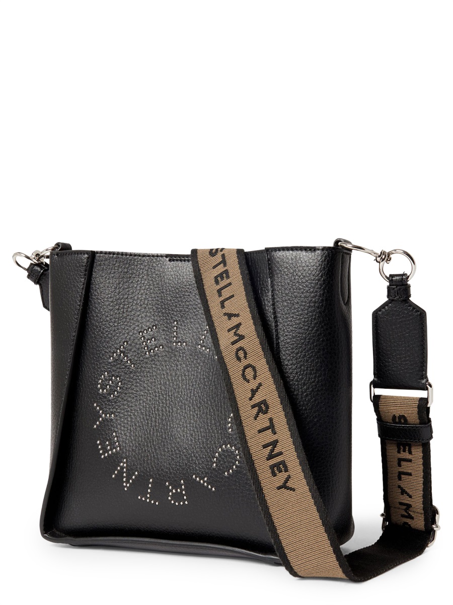 Stella McCartney Structured Perforated Logo Shoulder Bag Zwart