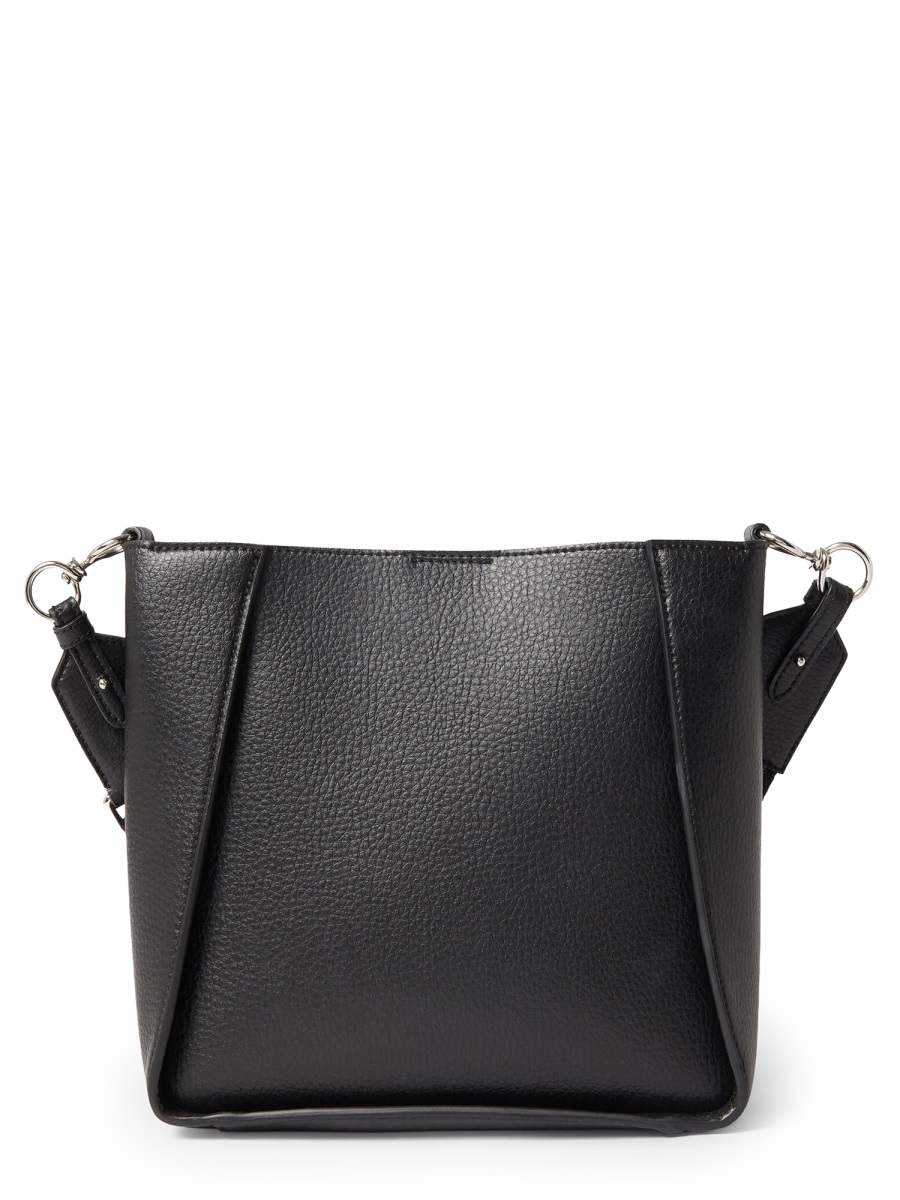Stella McCartney Structured Perforated Logo Shoulder Bag Zwart