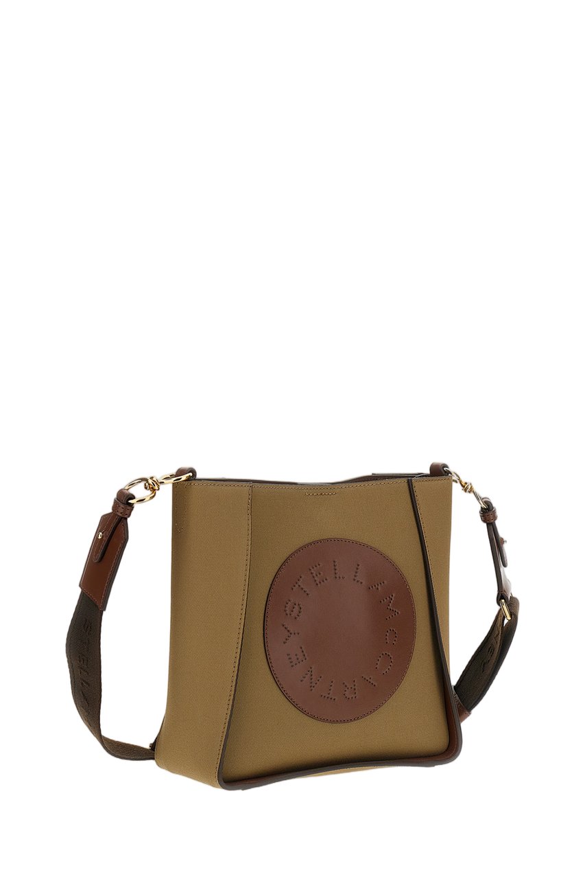 Stella McCartney Beige Circular Logo Perforated Crossbody Bag Bruin