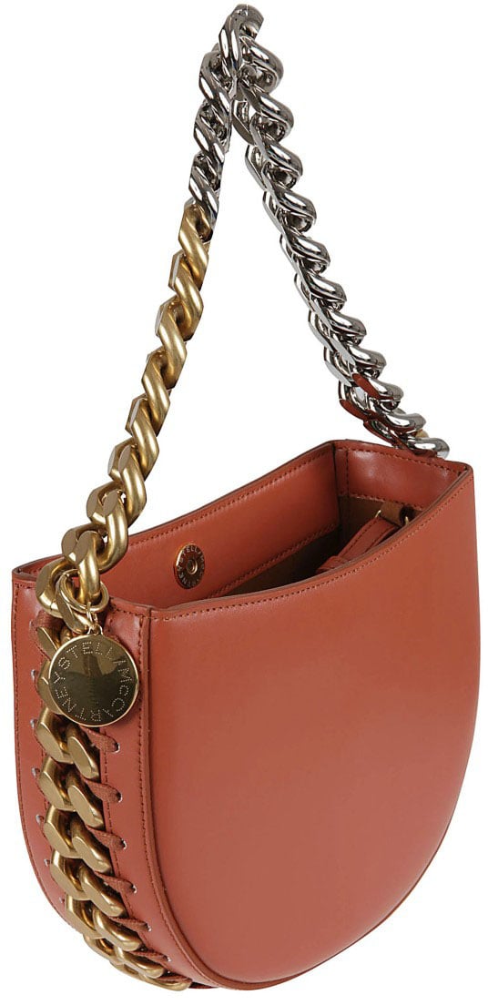 Stella McCartney Half-Moon Shape Bag With Bold Chain Strap Bruin