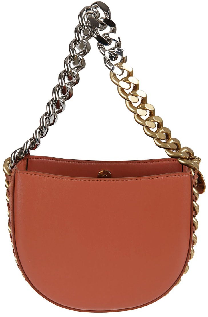 Stella McCartney Half-Moon Shape Bag With Bold Chain Strap Bruin